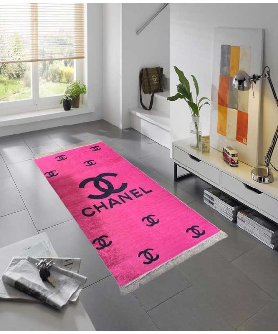 Carpet Decorative Pink Black Passage 80 x 200 cm